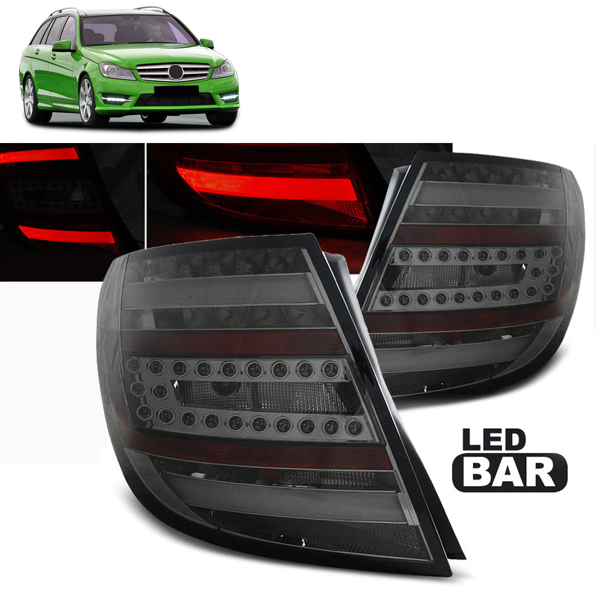 LED Leiste Rücklichter Smoke passend für Mercedes C-Klasse W204 Kombi 07-10