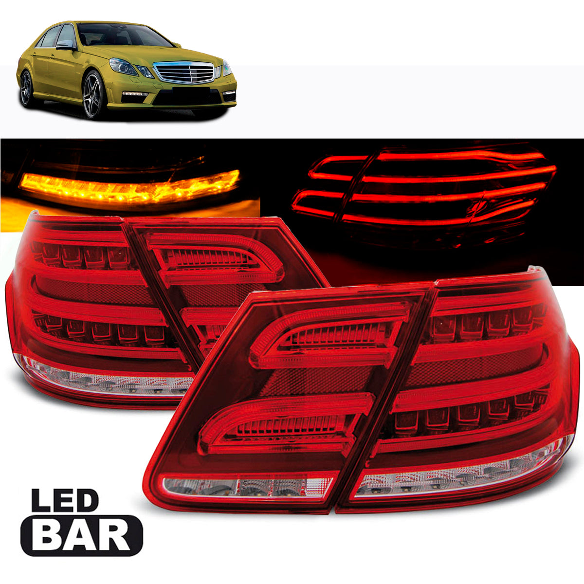 LED Rücklichter Rot Weiß passend für Mercedes W212 E-Klasse 09-13 mit Glühbirne P21