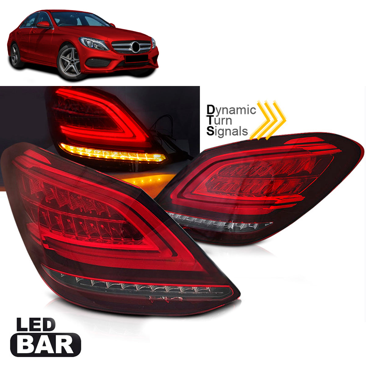 LED BAR Rücklichter Rot Weiß SEQ passend für Mercedes C-Klasse W205 14-18