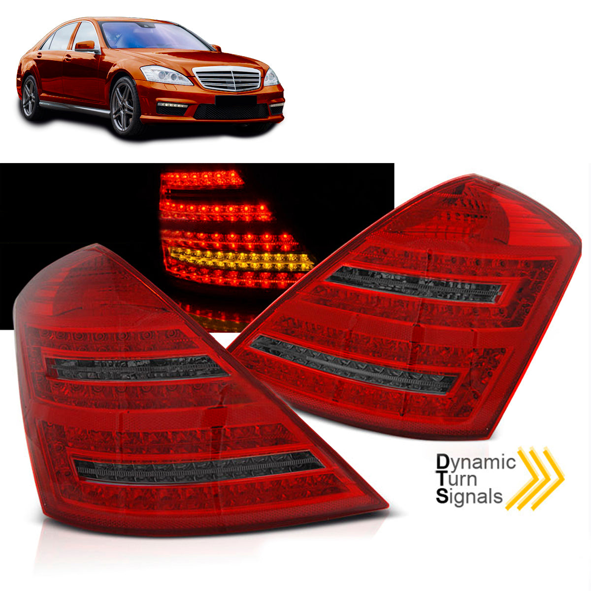 LED Rücklichter Rot Rauch SEQ passend für Mercedes W221 S-Klasse 05-09