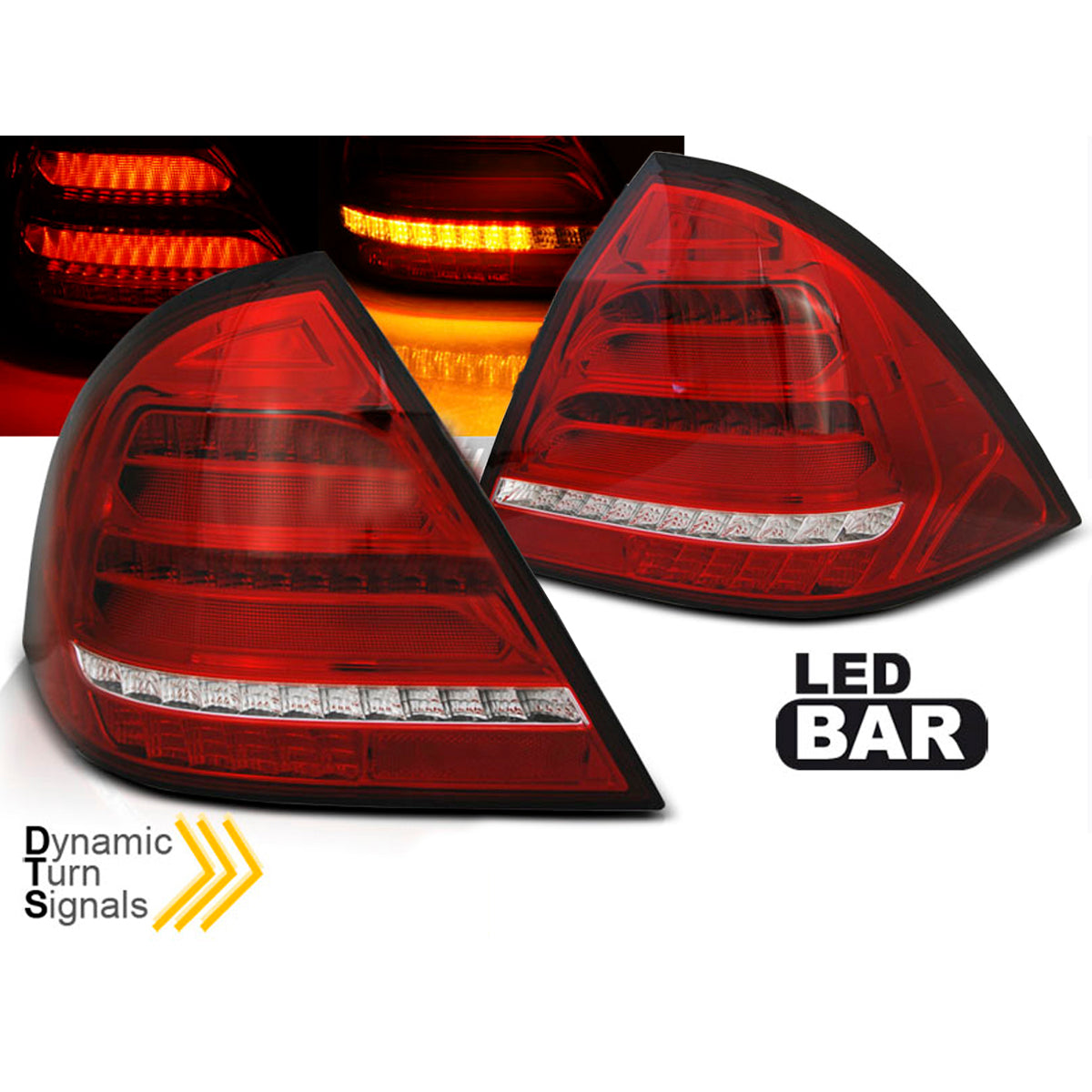 LED BAR Rücklichter Rot Weiß SEQ passend für Mercedes W203 Limousine 00-04