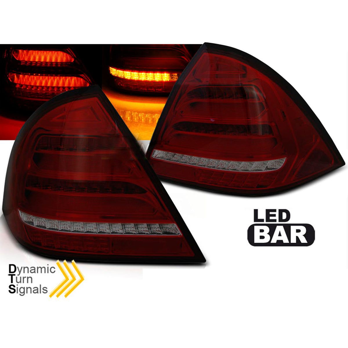 LED BAR Rücklichter Rot Rauch SEQ passend für Mercedes W203 Limousine 00-04