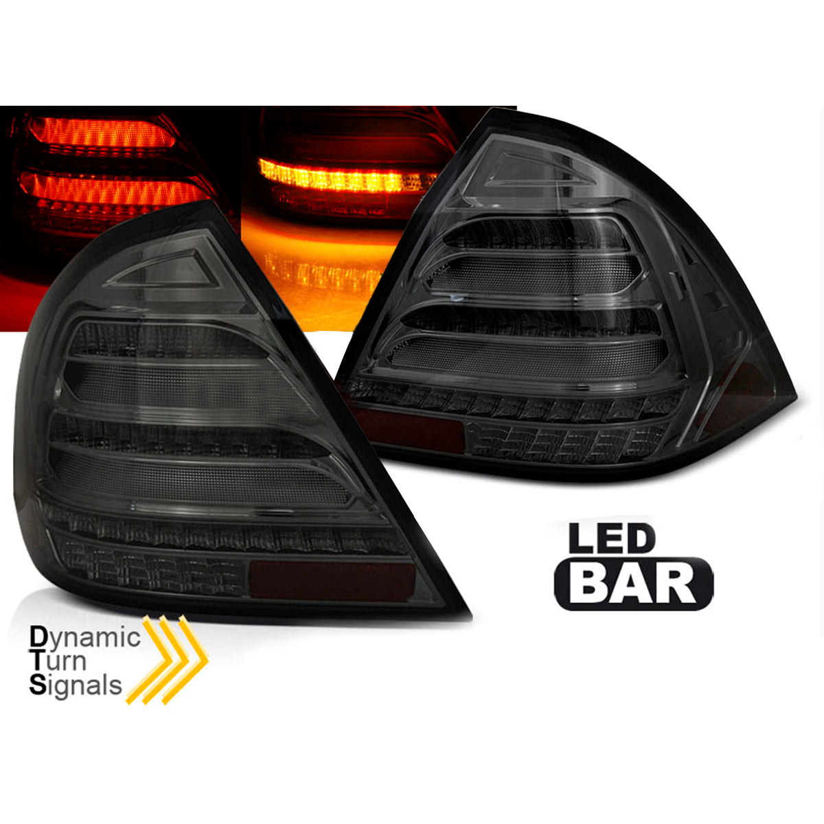 LED BAR Rücklichter Rauch SEQ passend für Mercedes W203 Limousine 00-04