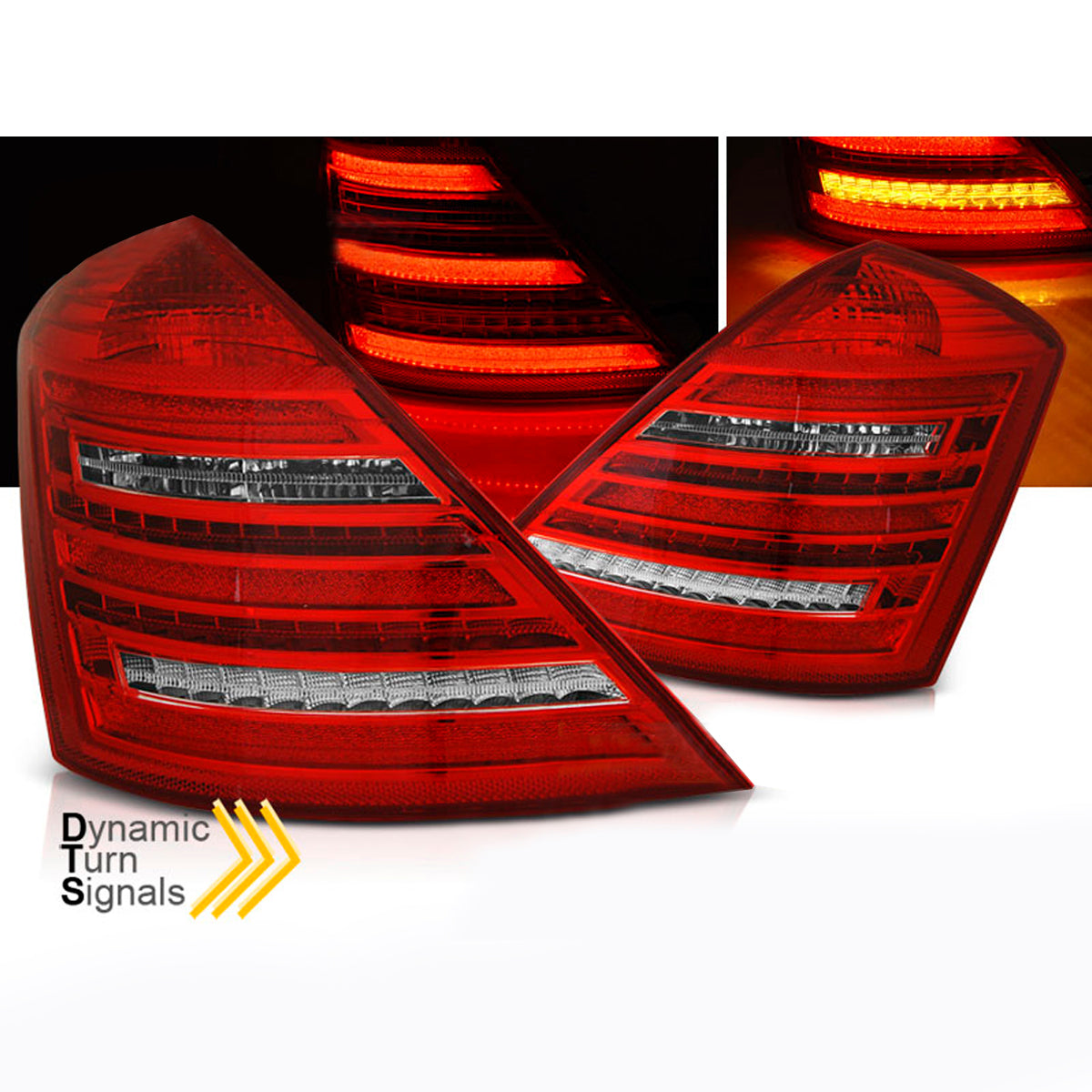 LED Rücklichter Rot Weiß SEQ W222 LOOK passend für Mercedes W221 S-Klasse 05-09
