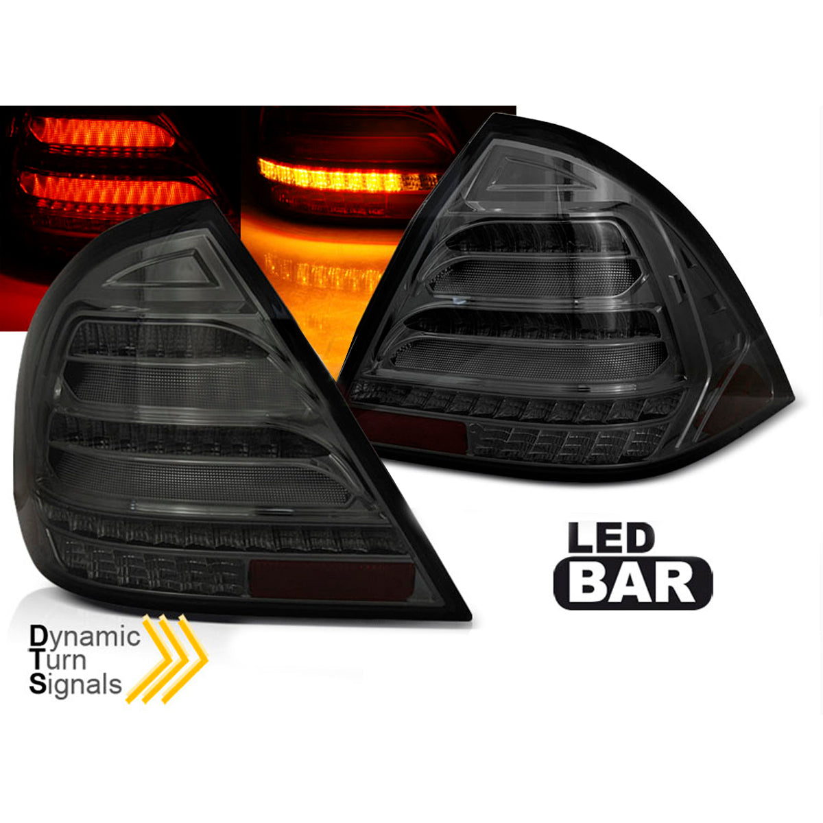 Rücklichter passend für Mercedes W203 Limousine 04-07 Rauch LED BAR