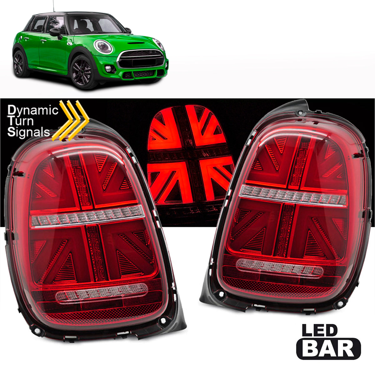 LED Rücklichter Rot Weiß SEQ passend für MINI Cooper F55 F56 F57 14-17 6-PIN