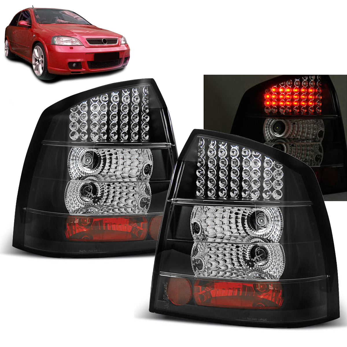 Rücklichter passend für Opel Astra G 09.97-02.04 3D/5D Schwarz LED