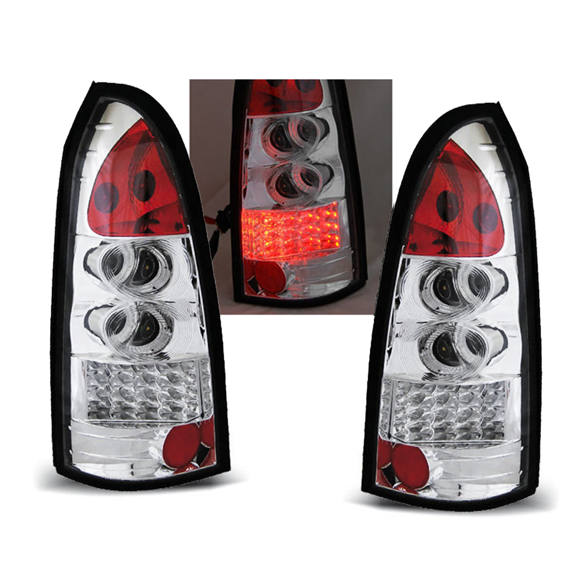 Rücklichter passend für Opel Astra G 09.97-02.04 Kombi Chrom LED
