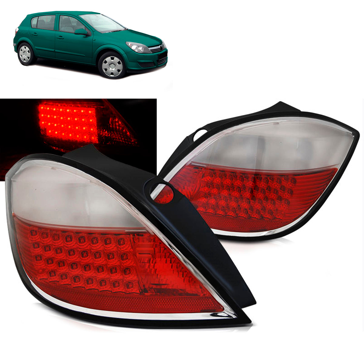 Rücklichter passend für Opel Astra H 03.04-09 5D Rot Weiß LED