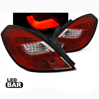Rücklichter passend für Opel Corsa D 3D 04.06-14 Rot Weiß LED Leiste