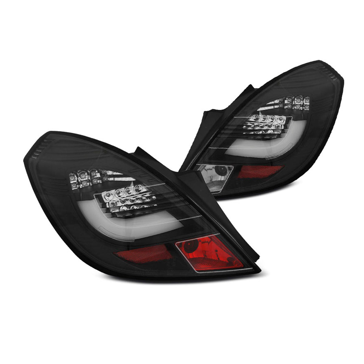 Rücklichter passend für Opel Corsa D 3D 04.06-14 Schwarz LED Leiste