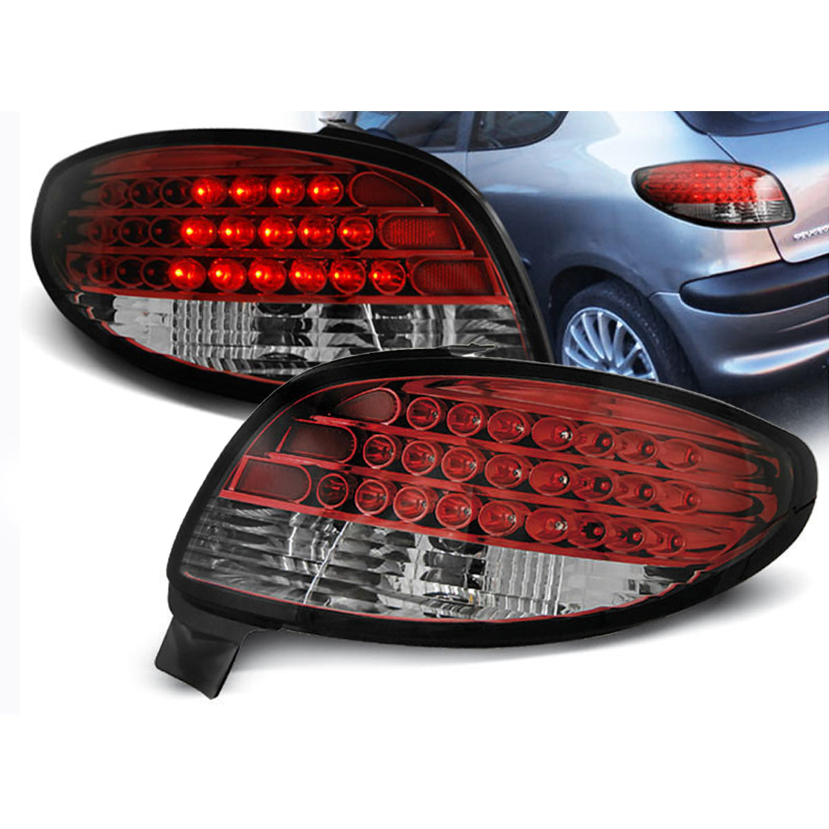 Rücklichter passend für Peugeot 206 10.98- Rot Weiß LED