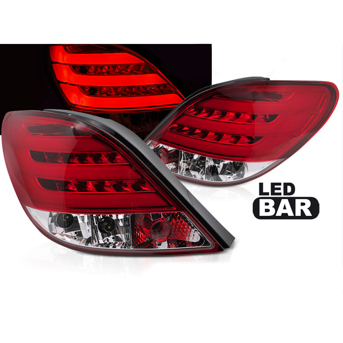 Rücklichter passend für Peugeot 207 3D/5D 05.06-06.09 Rot Weiß LED Leiste
