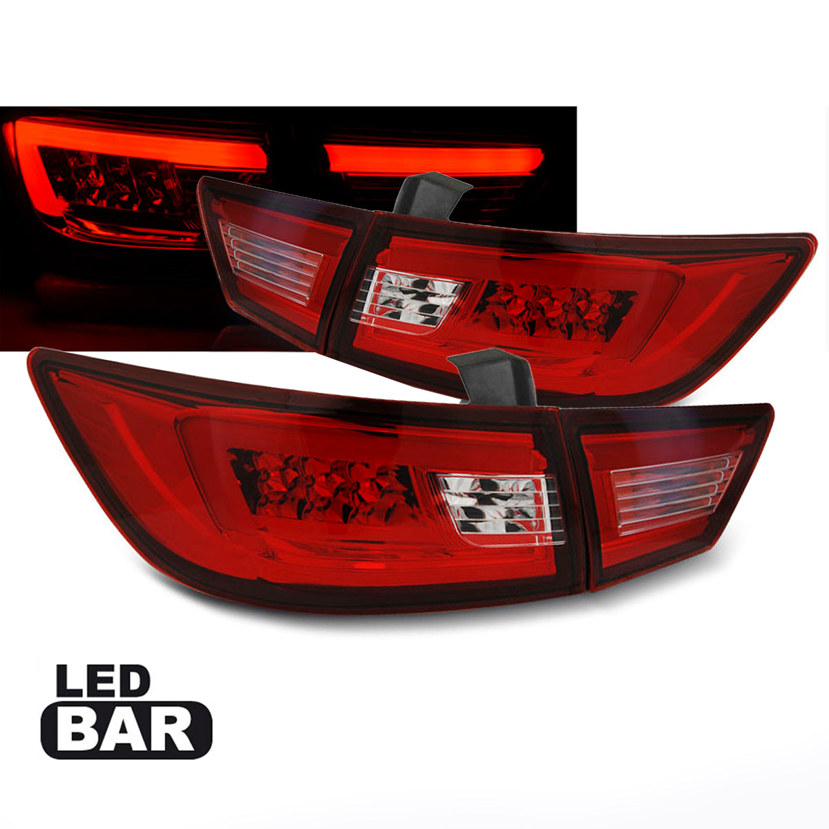 Rücklichter passend für Renault Clio IV 13-16 Hatchback LED Leiste Rot Weiß
