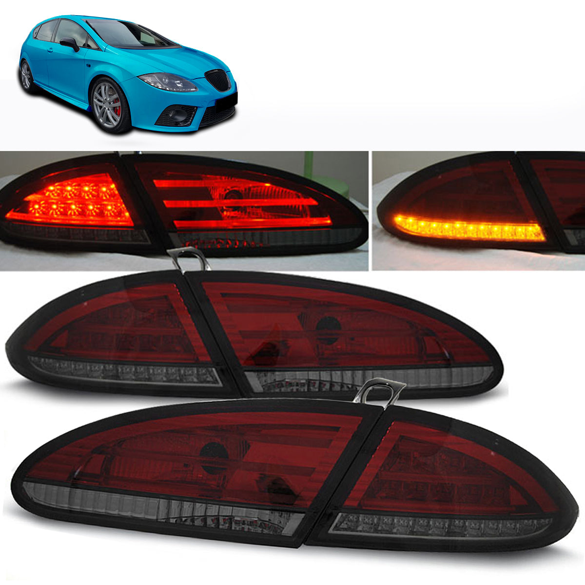 LED Rücklichter Rot Rauch passend für Seat Leon 06.05-09