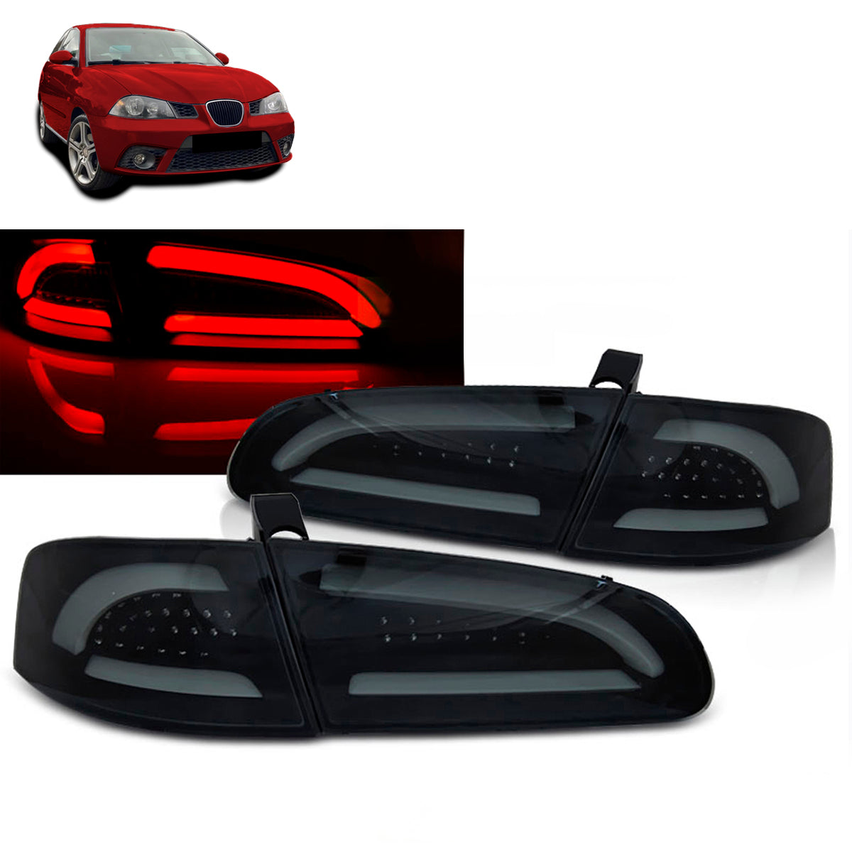 LED Leisten Rücklichter Rauch passend für Seat Ibiza 04.02 -08