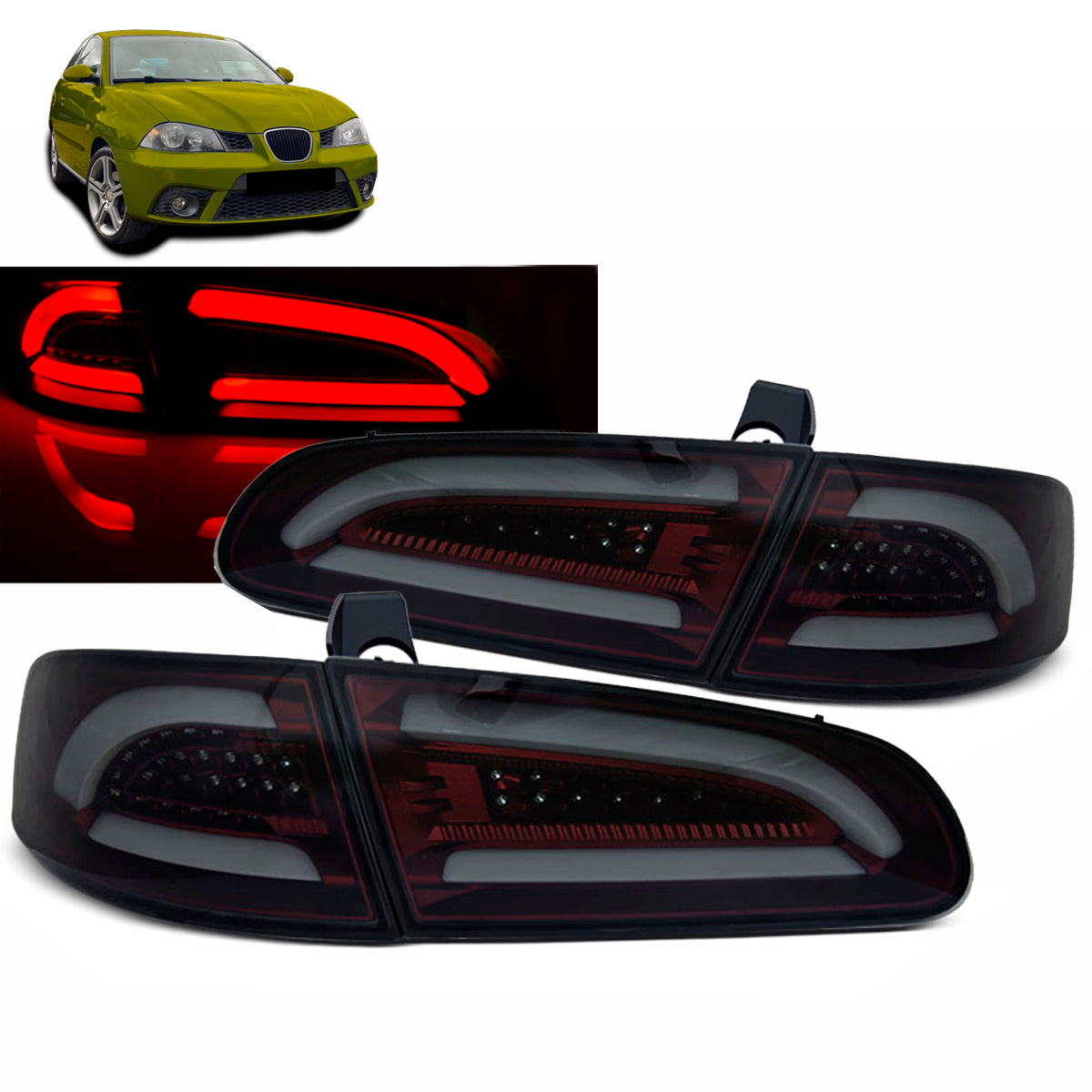 LED Leisten Rücklichter Rot Rauch passend für Seat Ibiza 04.02 -08