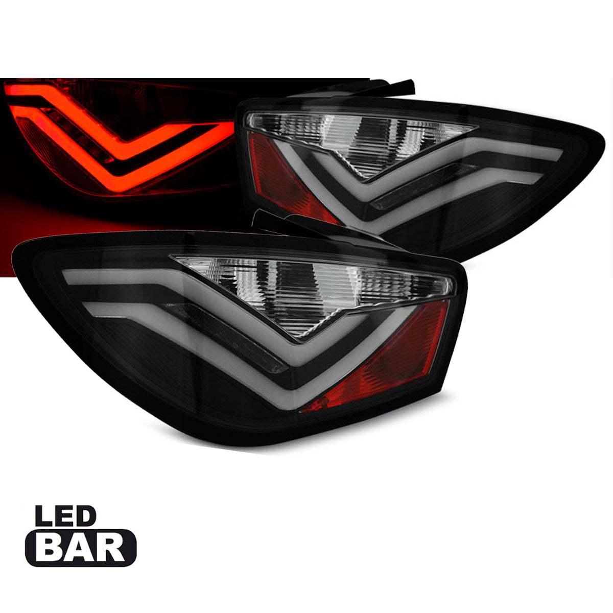 LED Leisten Rücklichter Schwarz passend für Seat Ibiza 6J 3D 06.08-12