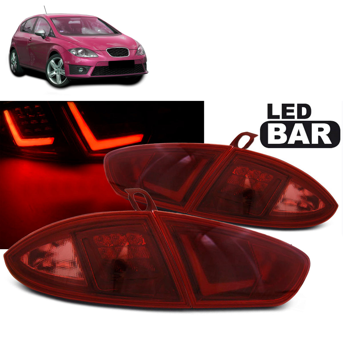 LED Leistenrücklichter Rot passend für Seat Leon 03.09-12