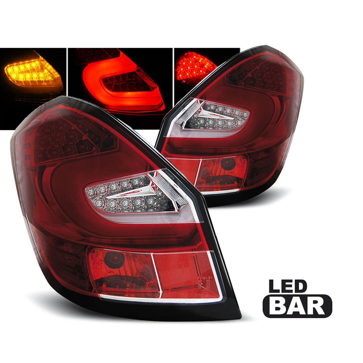 LED BAR Rücklichter Rot Weiß passend für Skoda Fabia II 07-06.14