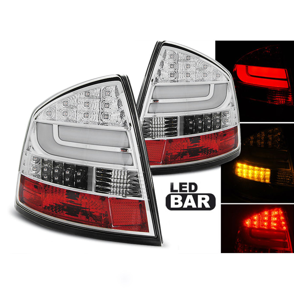 LED BAR Rücklichter Chrom passend für Skoda Octavia II Limousine 04-12