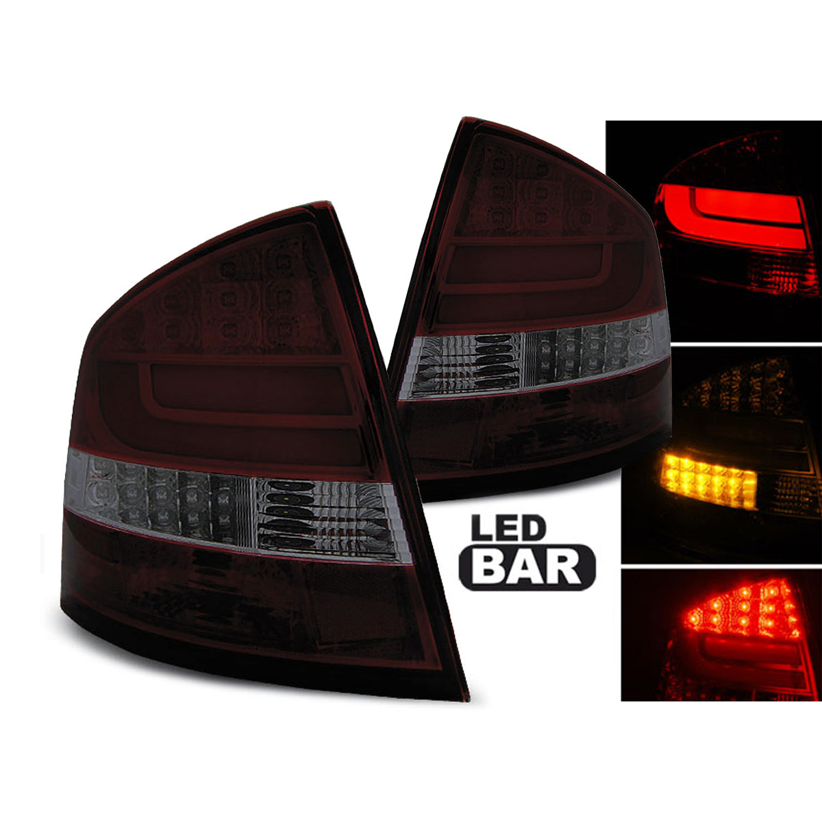 LED BAR Rücklichter Rot Rauch passend für Skoda Octavia II Limousine 04-12