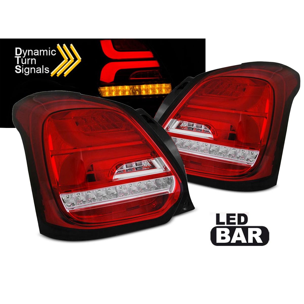 Rücklichter Suzuki Swift VI 17- Rot Weiß LED Sequenz