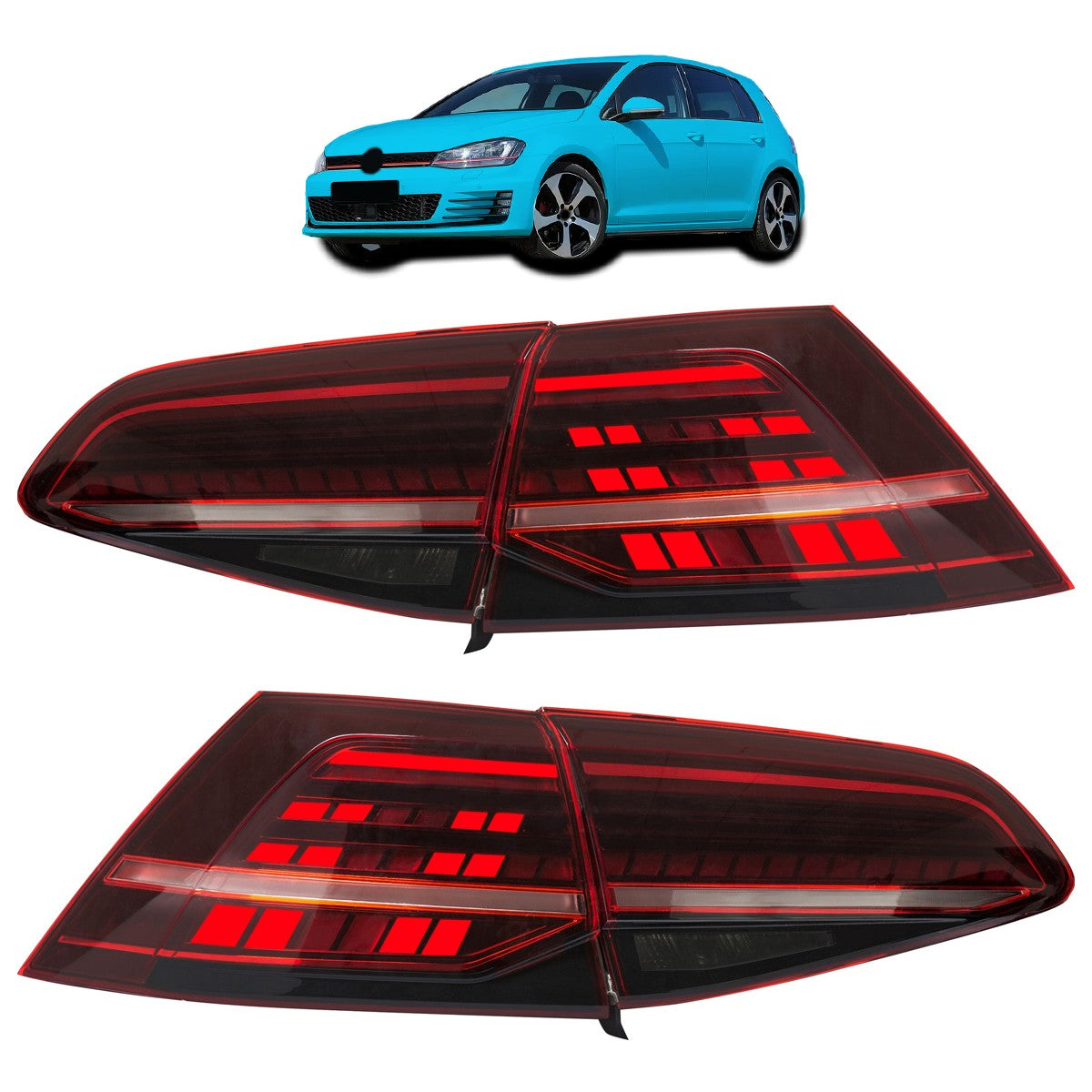 Voll-LED Dynamische rote Rücklichter passend für VW Golf 7/7.5 2012-2020