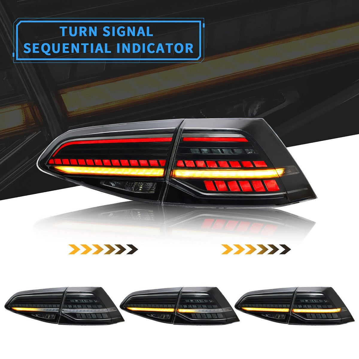 Voll-LED Dynamische Rauch Rücklichter passend für VW Golf 7/7.5 2012-2020