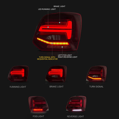 Heckleuchten Full LED Dynamisch Rot Klar passend für VW POLO 6R Vor-Facelift 2009-2014