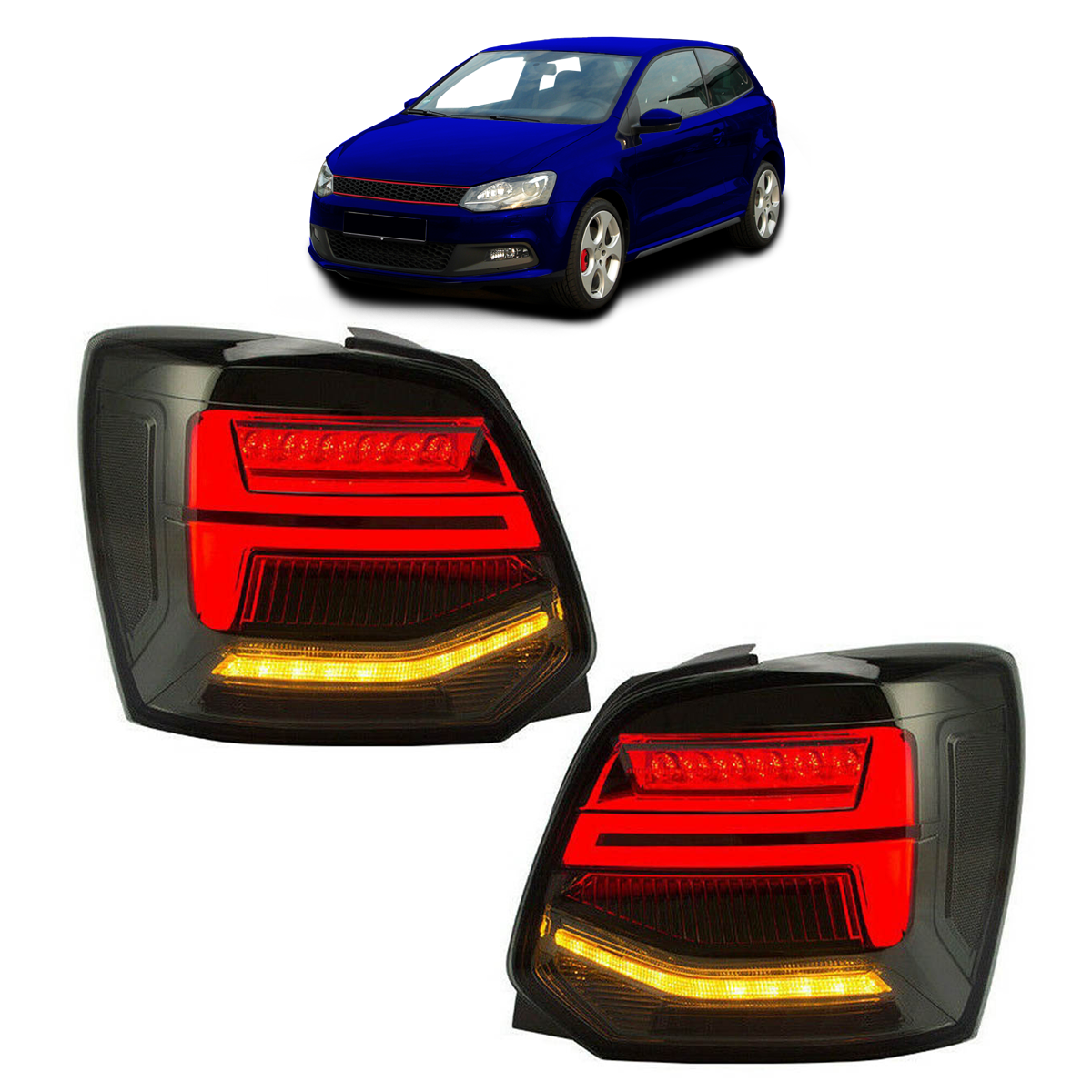 Voll-LED Dynamische Rauch Rücklichter passend für VW Polo 6R 2009-2014