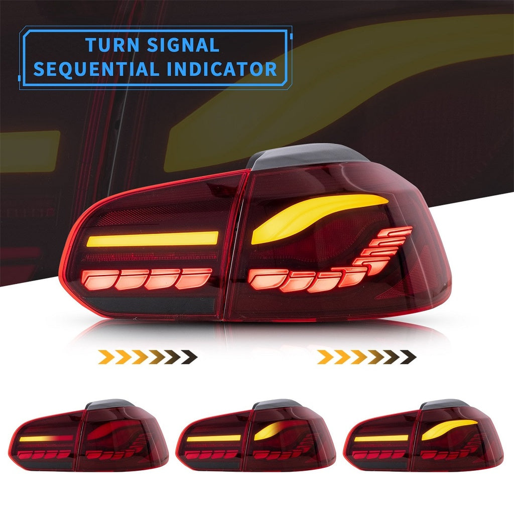 Heckleuchten Dynamisch LED Rot passend für VW Golf 6 2008-2012