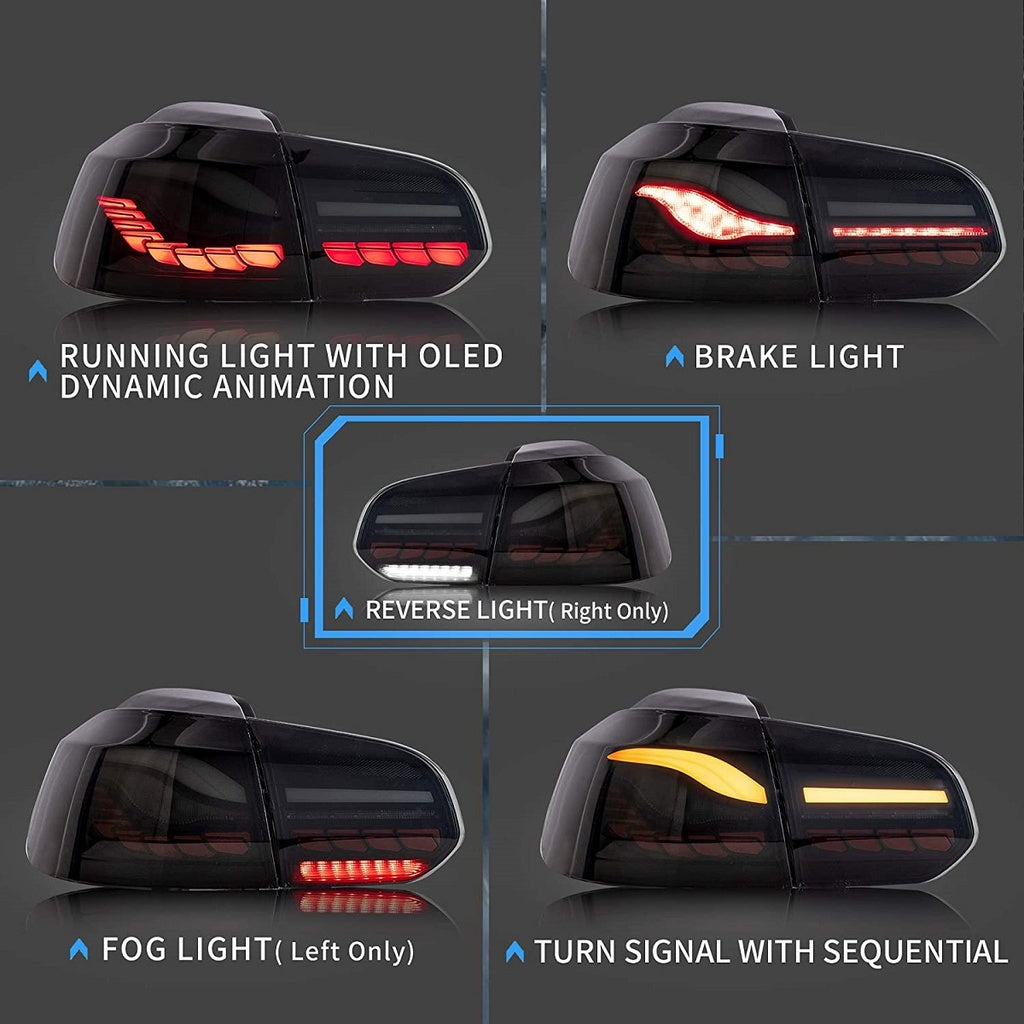 Heckleuchten Dynamisch LED Smoke passend für VW Golf 6 2008-2012