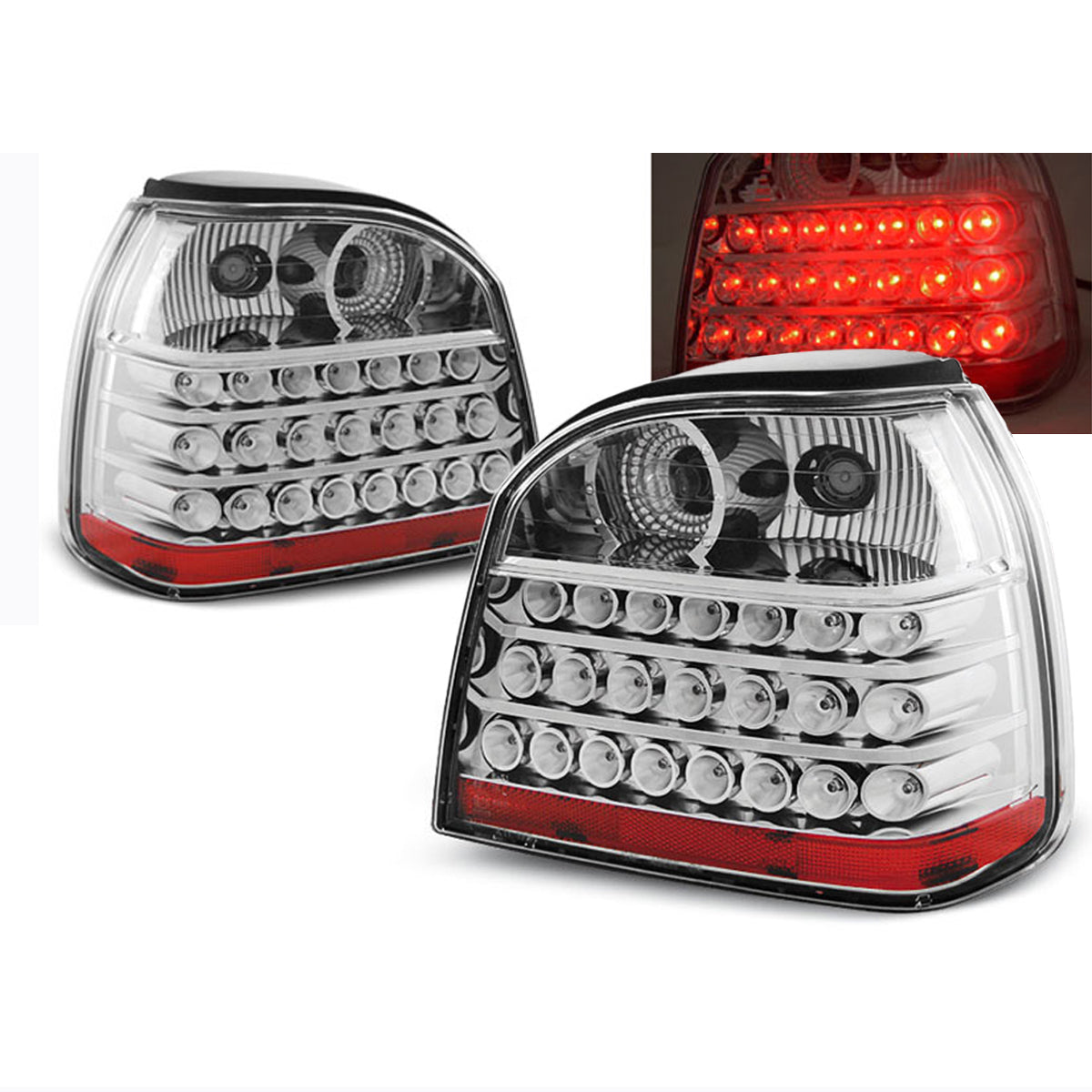 LED Rücklichter Chrom passend für VW Golf 3 09.91-08.97