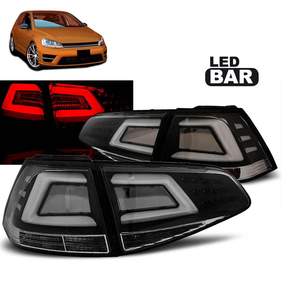 LED BAR Rücklichter Schwarz passend für VW Golf 7 13-17