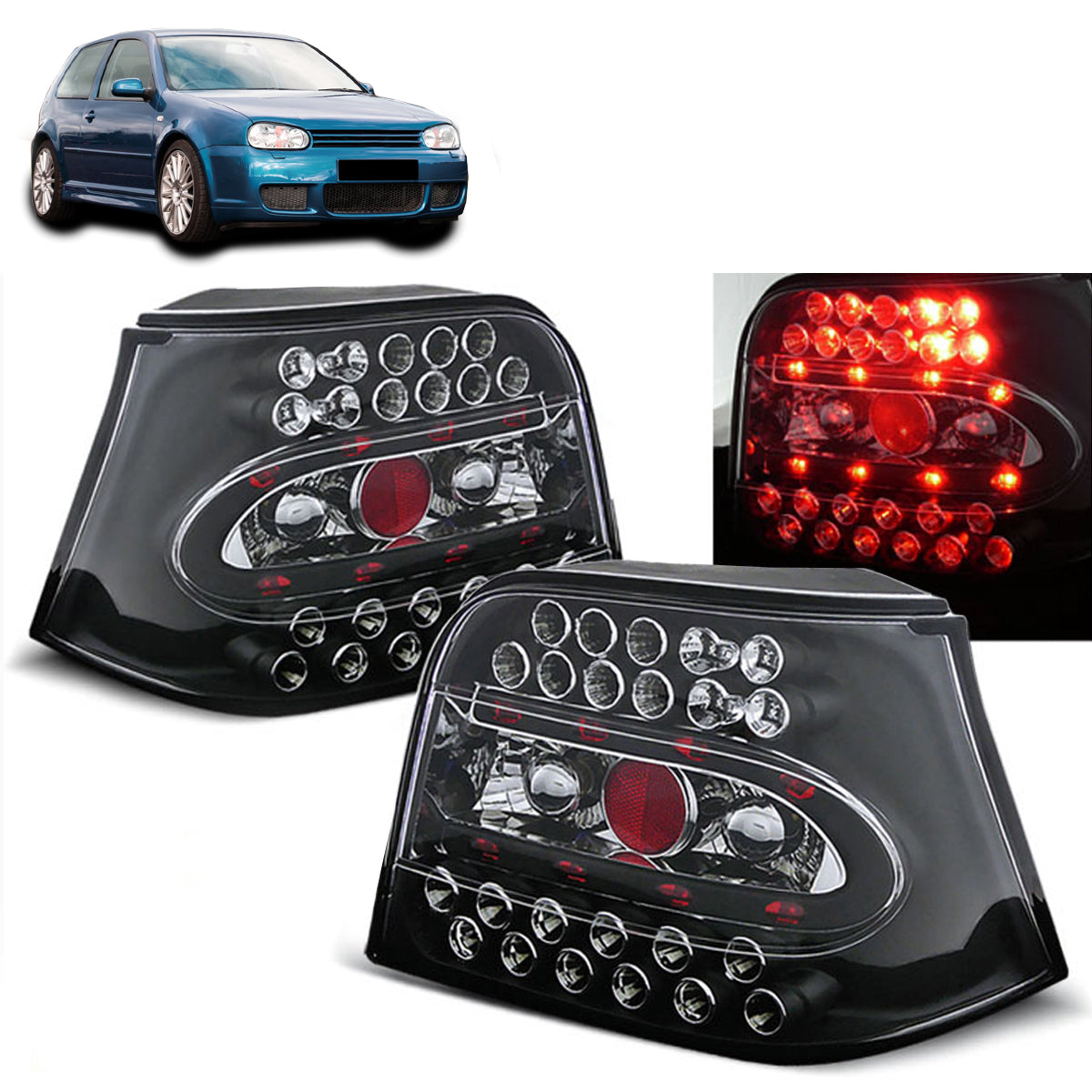 LED Rücklichter Schwarz passend für VW Golf 4 09.97-09.03