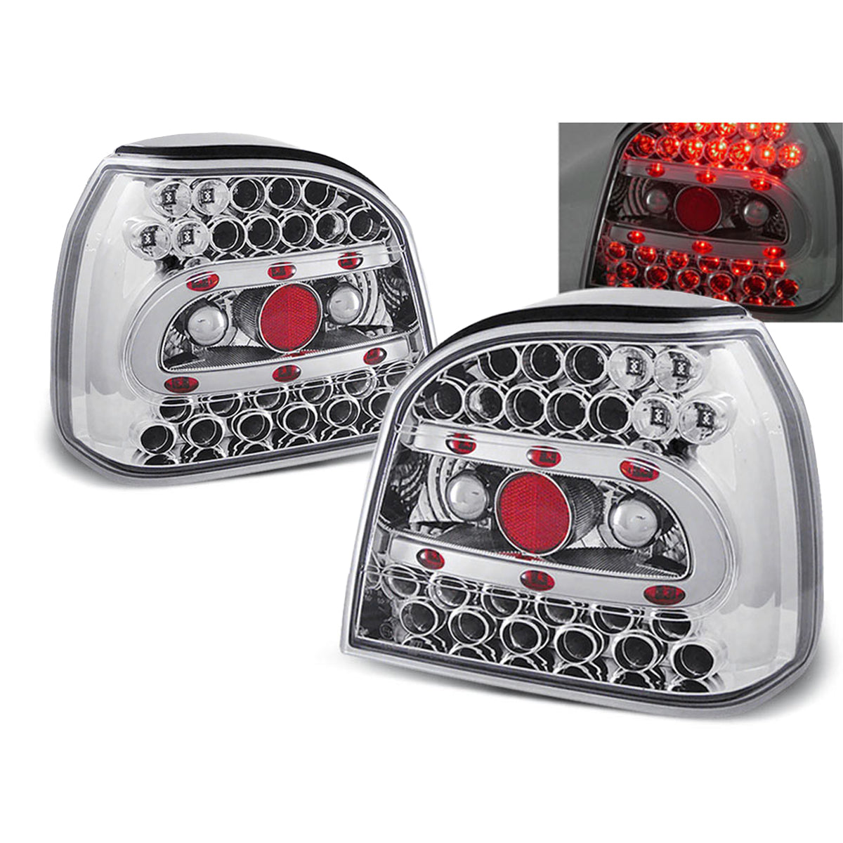 LED Rücklichter Chrom passend für VW Golf 3 09.91-08.97