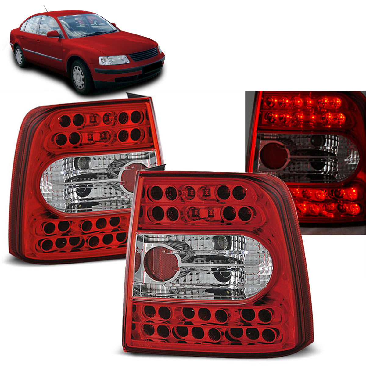 LED Rücklichter Rot Weiß passend für VW Passat B5 11.96-08.00 Limousine