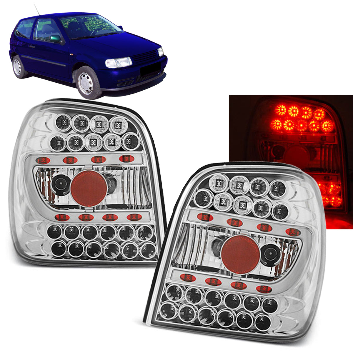 LED Rücklichter Chrom passend für VW POLO 6N 10.94-09.99