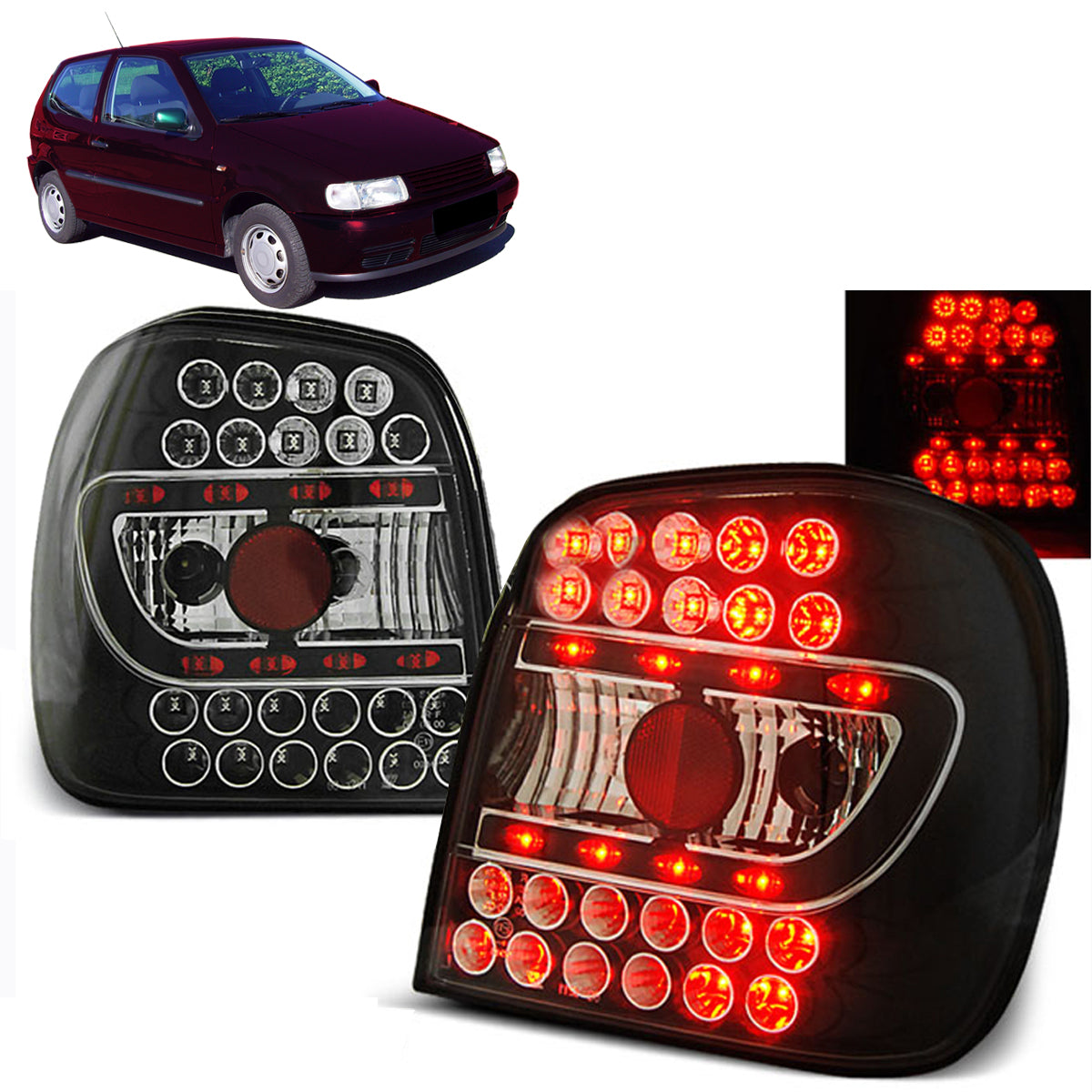 LED Rücklichter Schwarz passend für VW POLO 6N 10.94-09.99