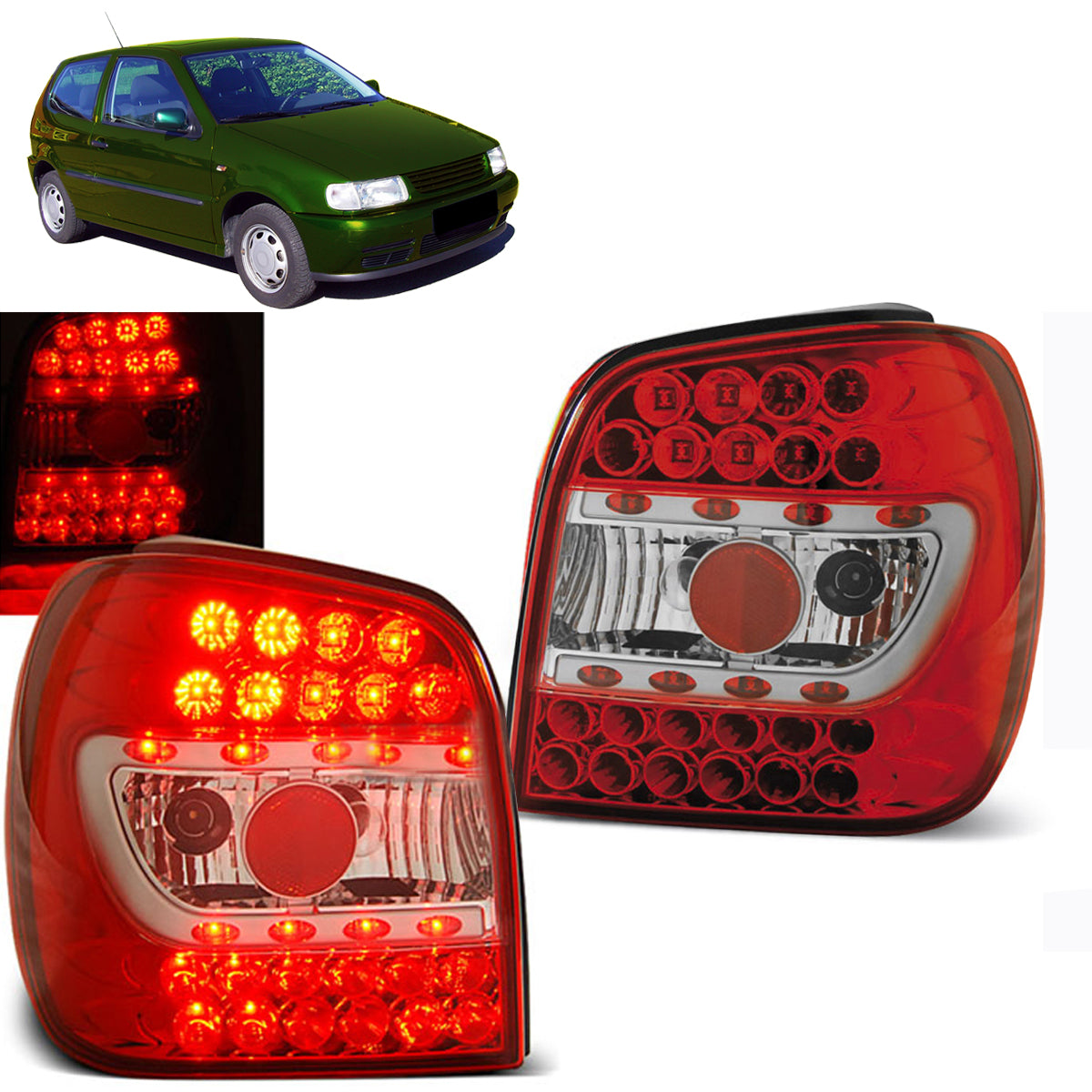 LED Rücklichter Rot Weiß passend für VW POLO 6N 10.94-09.99