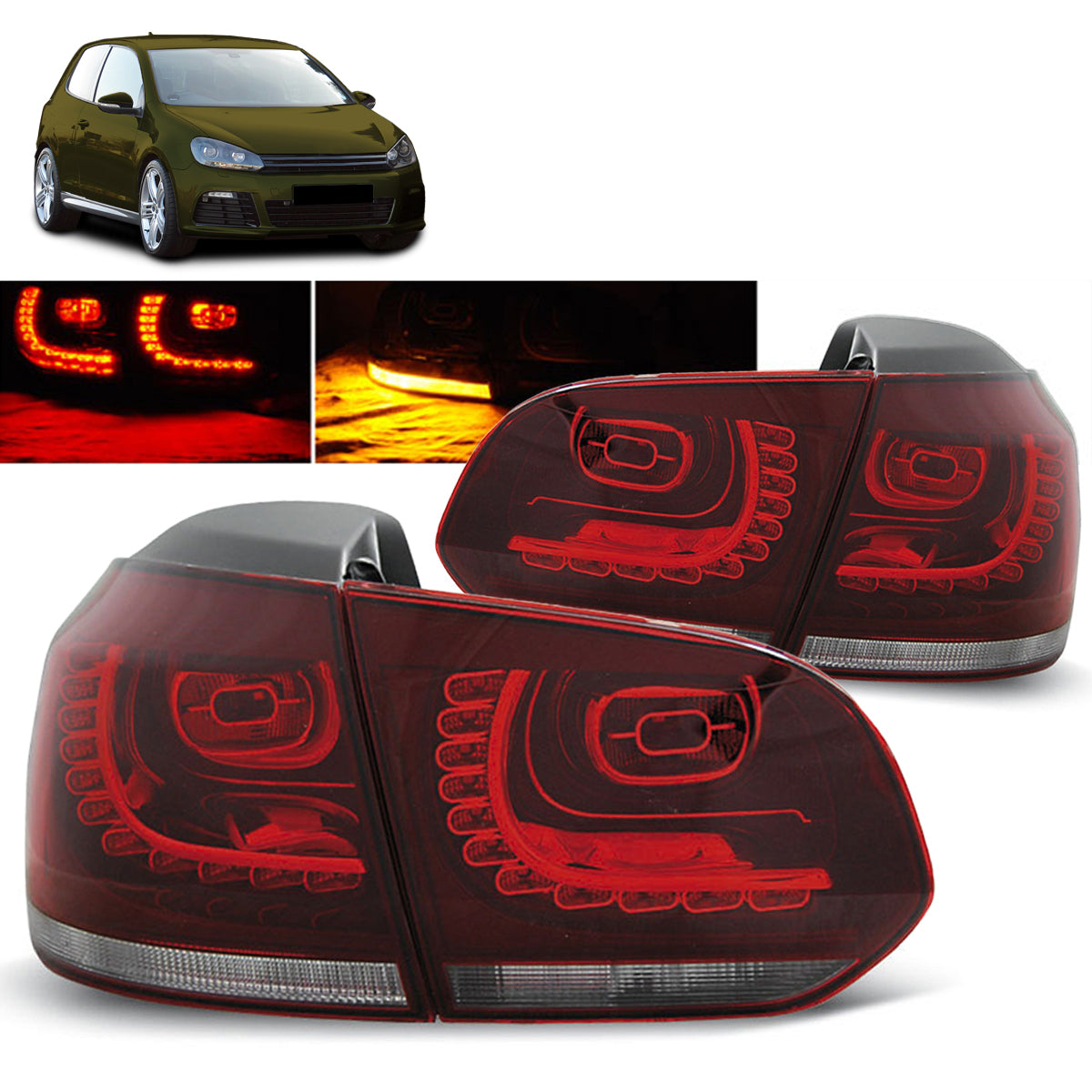 LED Rücklichter Rot Weiß passend für VW GOLF 6 10.08-12