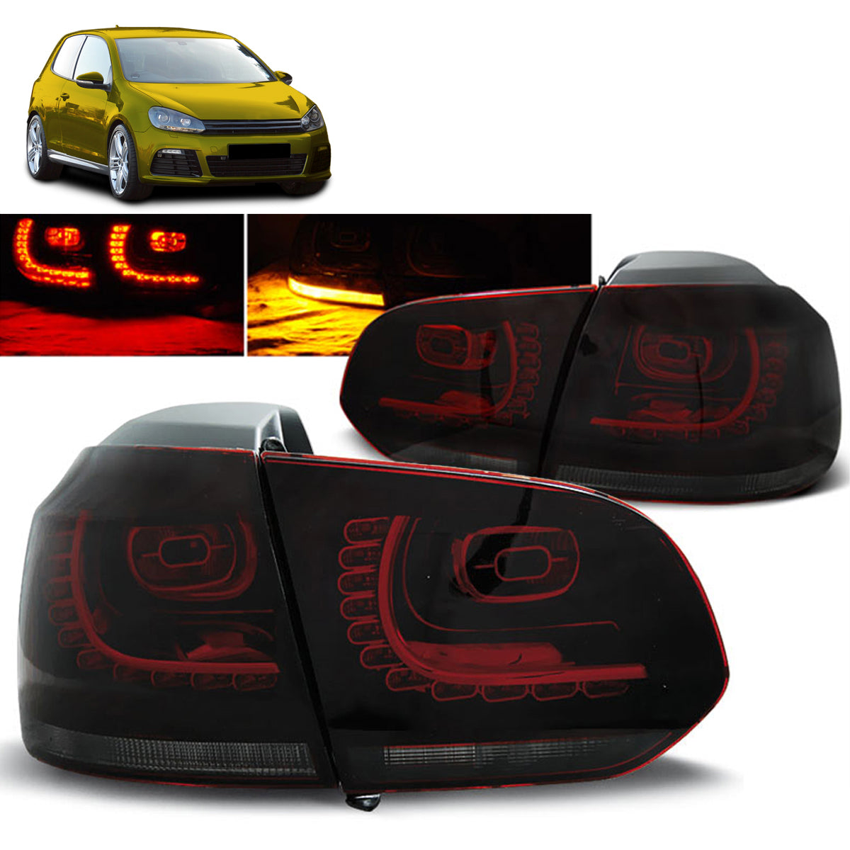 LED Rücklichter Rot Rauch passend für VW GOLF 6 10.08-12