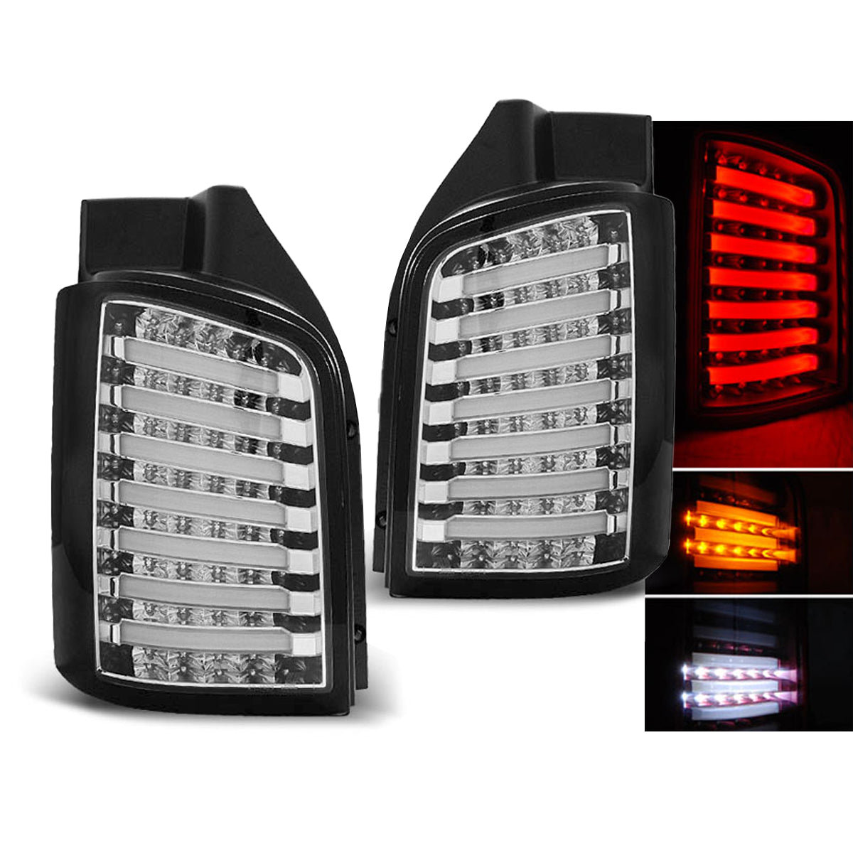 LED Rücklichter Chrom Schwarz passend für VW T5 04.03-09 / 10-15