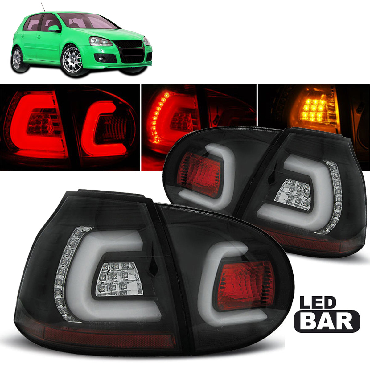LED BAR Rücklichter Schwarz passend für VW Golf 5 10.03-09