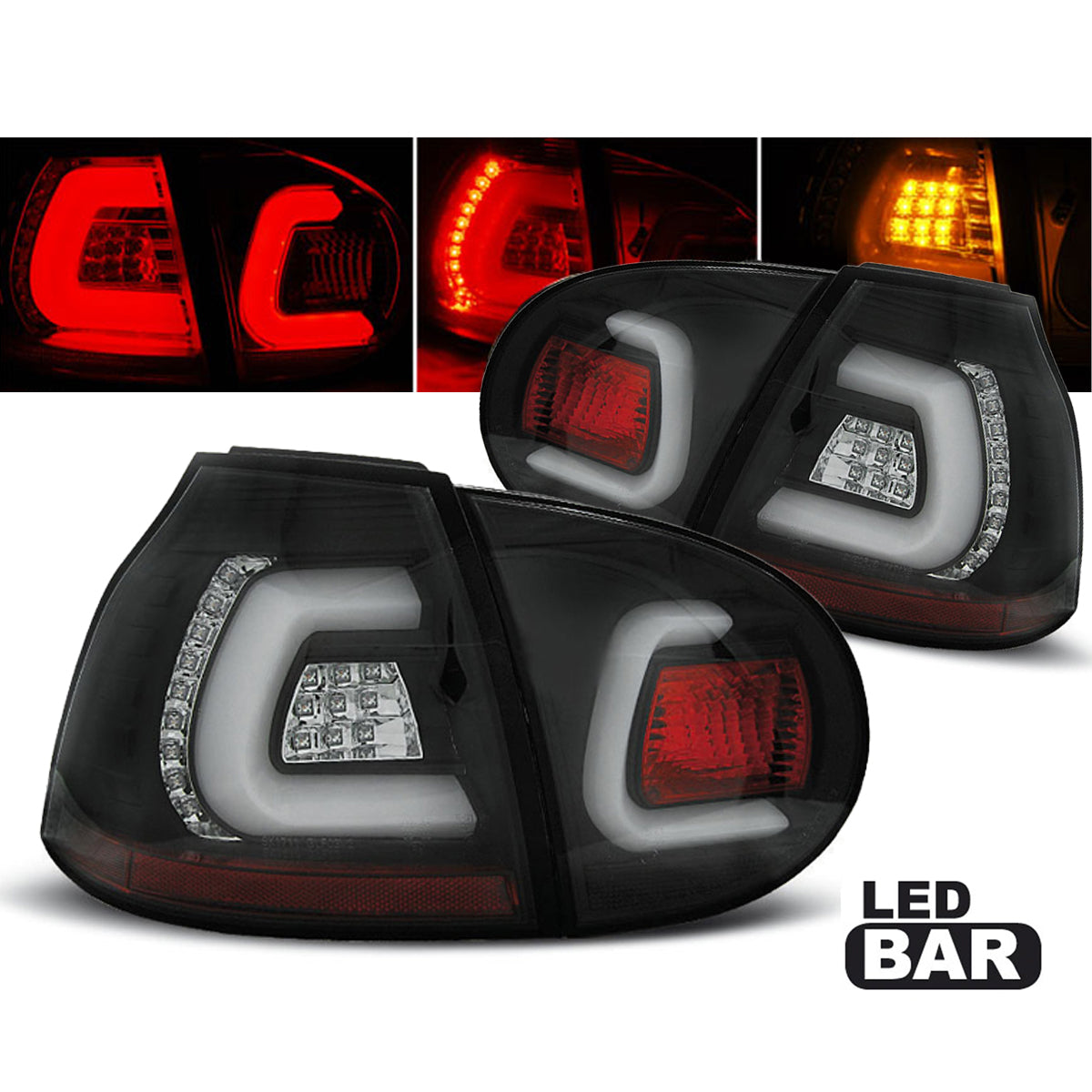 LED BAR Rücklichter Schwarz passend für VW Golf 5 10.03-09
