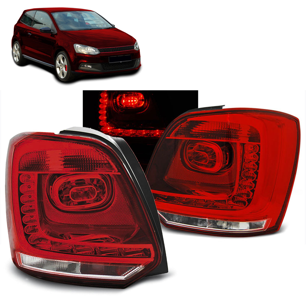 LED Rücklichter Rot Weiß passend für VW Polo 09-14