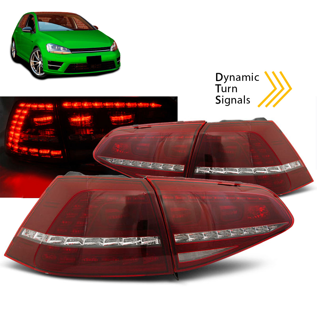 LED Rücklichter Sport Rot Weiß Sequenziell passend für VW Golf 7 13-17