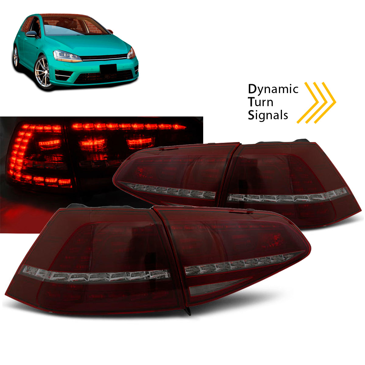 LED Rücklichter Sport Rot Rauch Sequenziell passend für VW Golf 7 13-17