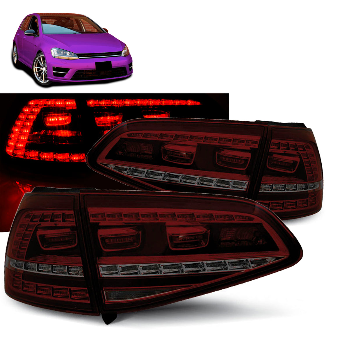 LED Rücklichter Sport Rot Rauch passend für VW Golf 7 13-17